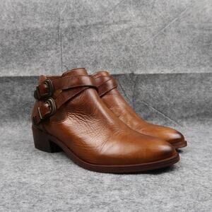 Frye Shoes Womens 7.5 Ankle Boot Ray Western Brown Leather Shootie Cutout Buckle